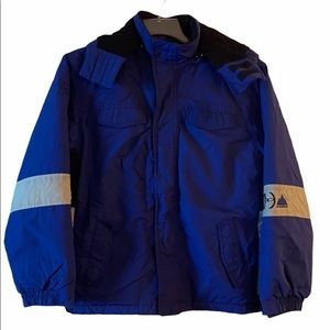 OP Blue Zip Up Hooded Ski-Snow Bomber Jacket L